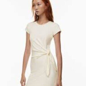Aritzia Wilfred Fortune Tie Front Midi Dress in White Birch Size L